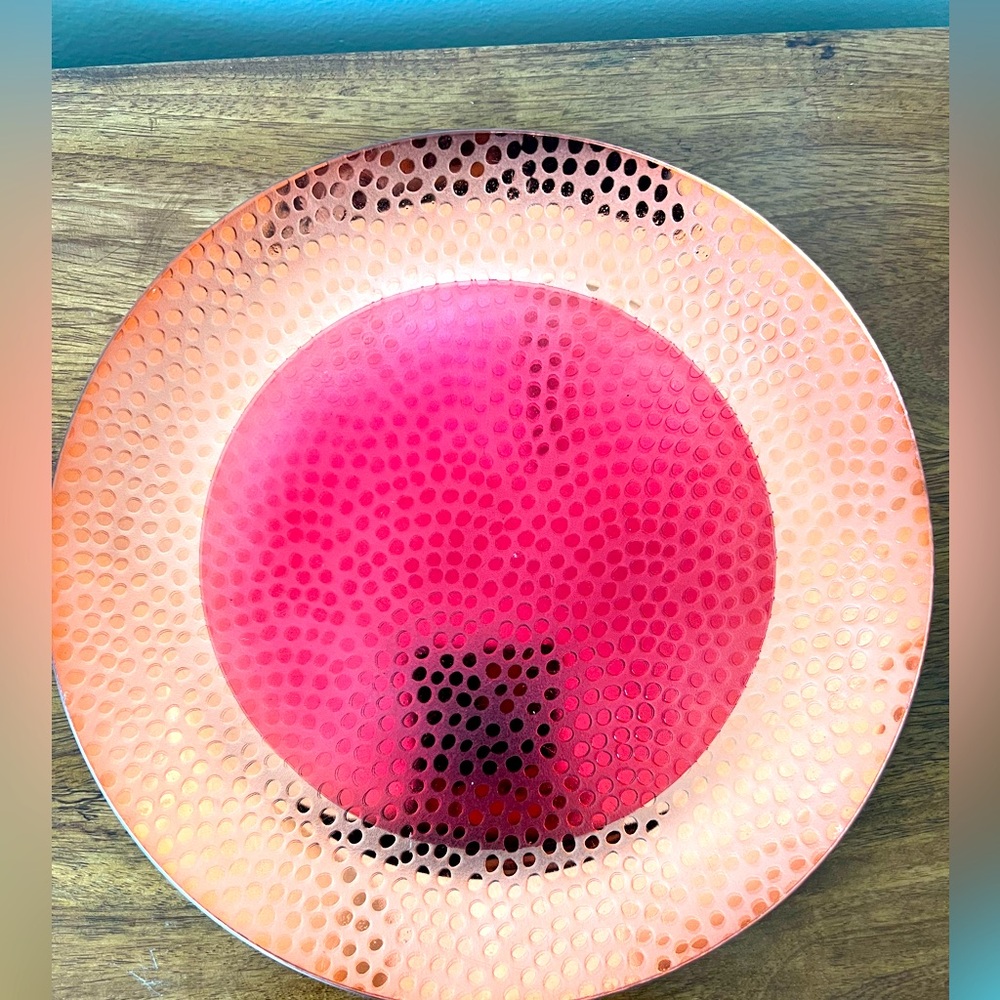 Yankee Candle Vibrant Red and Copper Decorative Candle Plate